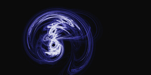 the black background with an abstract pattern resembles a spiral galaxy with twisting lights