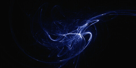 the black background with an abstract pattern resembles a spiral galaxy with twisting lights