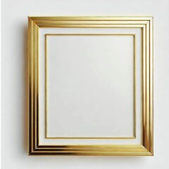 blank simple gold picture frame on white background
