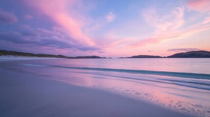 Fototapeta premium Serene pastel sky over gentle sea a dreamy coastal landscape photography