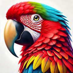 Obraz premium red and blue parrot face close up 