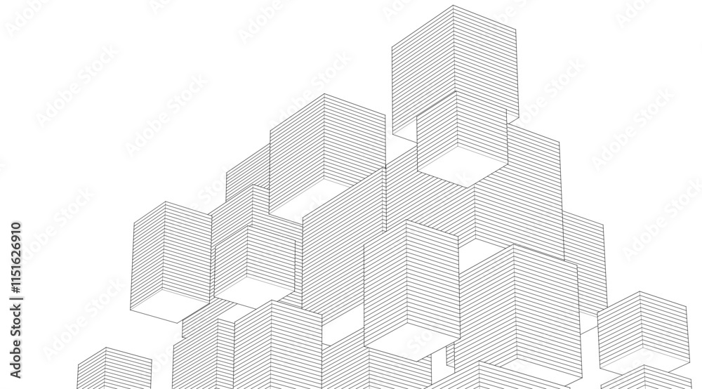 Fototapete  abstract modular architecture 3d rendering