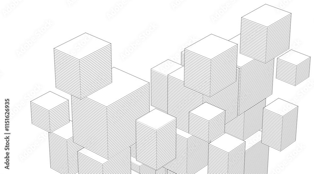 Fototapete abstract modular architecture 3d rendering
