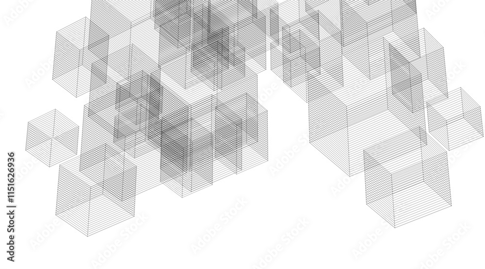 Poster  abstract modular architecture 3d rendering