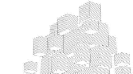  abstract modular architecture 3d rendering