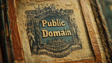 Fototapeta premium Vintage public domain book cover with ornate design International Public Domain Day