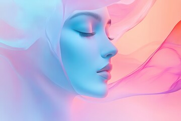 Elegant abstract background showcasing a stylized face with soft lines and harmonious colors for creative inspiration