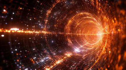 Obraz premium Abstract orange glowing tunnel.