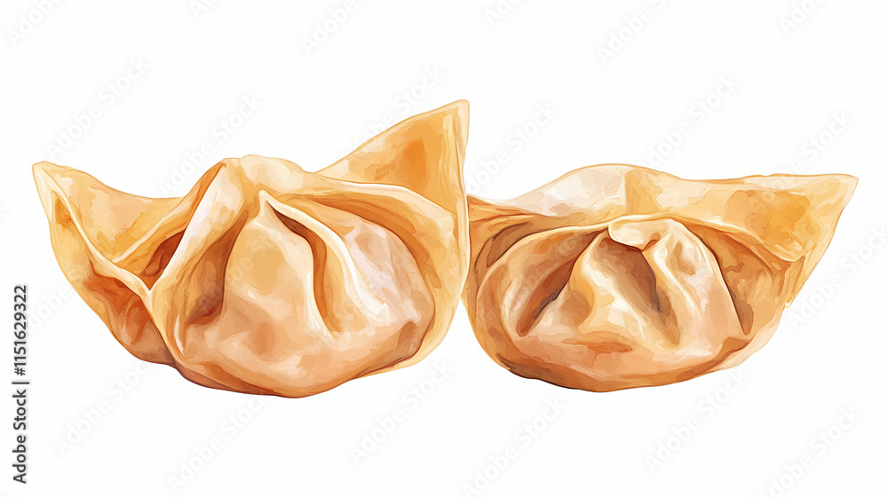 Wall mural Wonton dumpling side view full length isolate on transparency background png. Zephyrous. Illustration