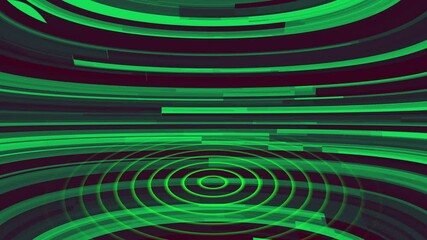 Glowing green color international news background animation with radio waves. Digital world news background animation, Blue color 3d rotated earth technology news animated.