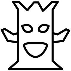 Monster Tree Outline Icon, Black And White Outline Icon Symbol