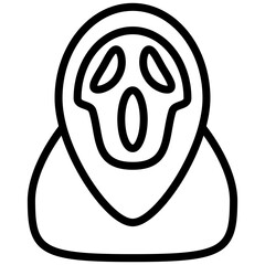 Grim Reaper Outline Icon, Black And White Outline Icon Symbol
