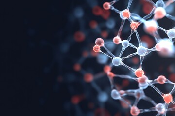 Abstract molecular structure with interconnected nodes.