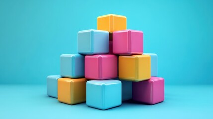 Obraz premium Colorful Cubes Pyramid Abstract 3D Render