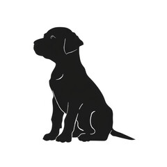 Obraz premium A stylized silhouette of a black Labrador puppy sitting and attentively watching something.