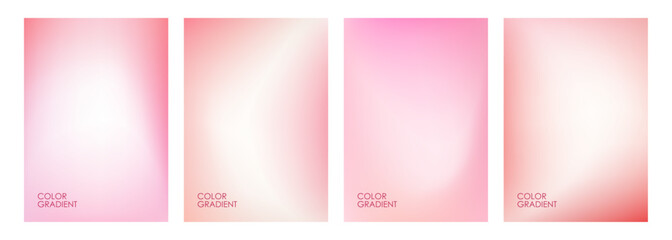 Blurred backgrounds with light red and pink color gradients. Set of defocused graphic templates for wedding invitations and Happy Valentine's Day holiday greetings. Vector illustration. © FineVector