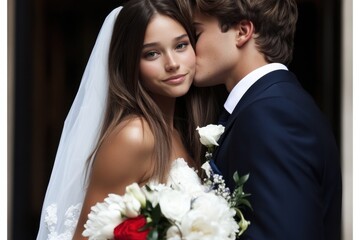 National Wedding Month Romantic wedding moment with bride and groom displaying love and happiness