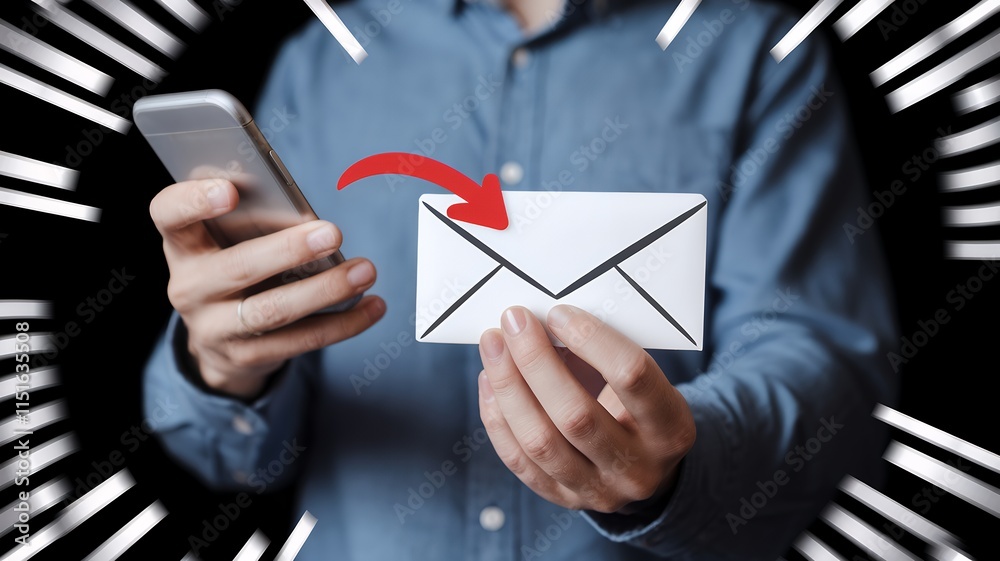 Poster New Email Notification Interaction Concept: Digital Interface Design for Online Communication