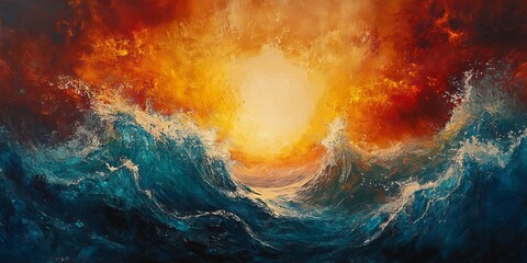 waves radiating from the Energy center of an abstract canvas. Generative AI