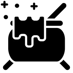 Cauldron Glyph Icon, Black And White Glyph Icon Symbol