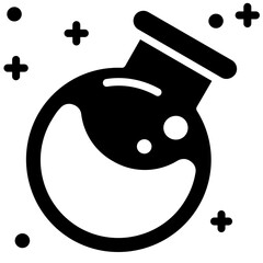 Flask Glyph Icon, Black And White Glyph Icon Symbol
