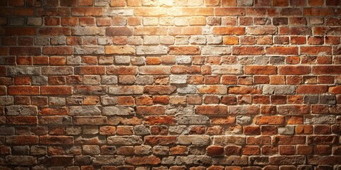 Naklejka premium Illuminated Aged Brick Wall Texture Rustic Background for Design Projects