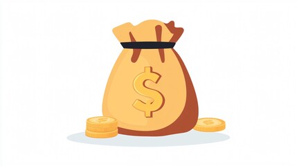 Sleek Money Bag Flat Icon - 2D Vector Isolated Image