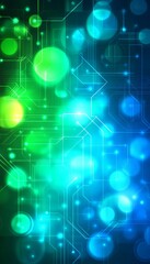 Abstract Digital Circuitry, Vibrant Blue and Green Information Technology and Computing Background.