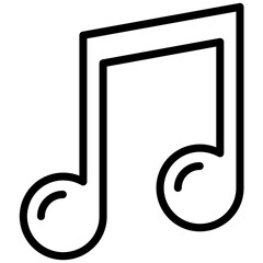 Semiquaver Outline Icon, Black And White Outline Icon Symbol