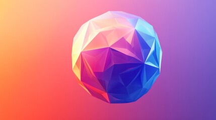 Abstract Low Poly Sphere in Vibrant Hues