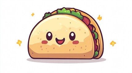 Colorful Cartoon Taco Vector Illustration for Food Blog Graphics