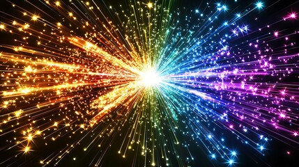 Fototapeta premium Colorful Light Streaks Exploding From Center