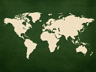 World Map Illustration on Green
