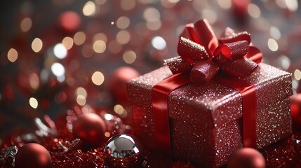 Fototapeta premium red gift box with ribbon