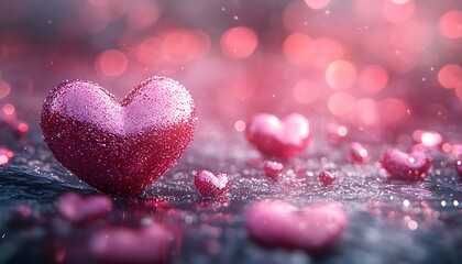 Obraz premium Heart Shaped Objects On A Surface Happy Valentine's Day