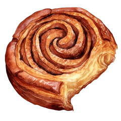 Fototapeta premium Watercolor Painting Of A Delicious Cinnamon Roll