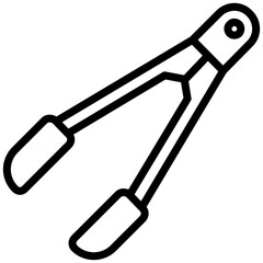 Tongs Outline Icon, Black And White Outline Icon Symbol