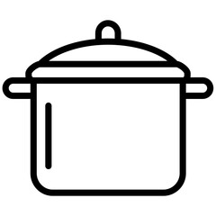 Cooking Pot Outline Icon, Black And White Outline Icon Symbol