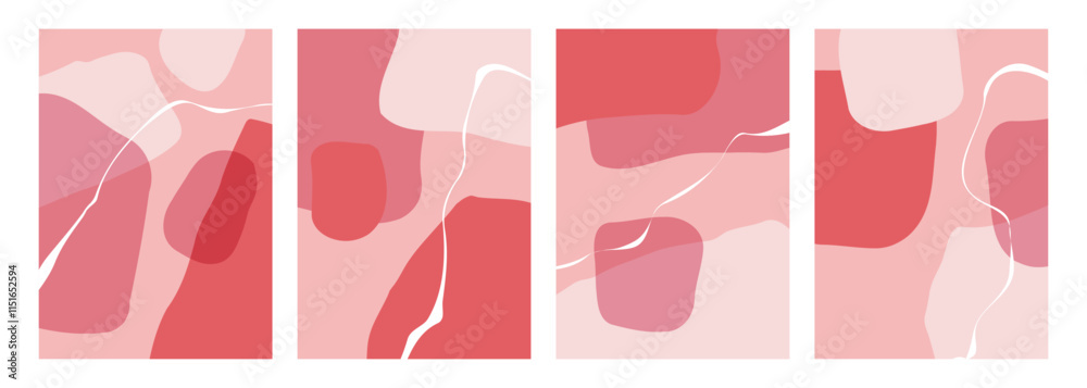 Aufkleber set of red and pink colored abstract shapes. transparent background. festive overlays for happy vale