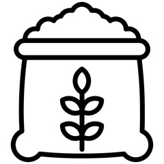 Flour Outline Icon, Black And White Outline Icon Symbol