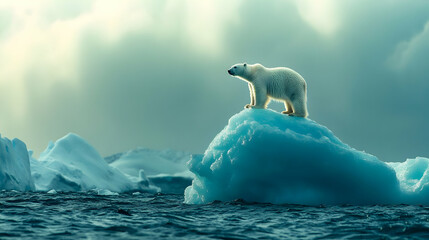 Naklejka premium Majestic Polar Bear on a Melting Iceberg