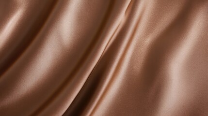 Fototapeta premium Brown satin fabric, with its smooth texture and shiny reflection, embodies luxurious elegance. Ideal for high-fashion projects, it adds a refined charm to any creation.