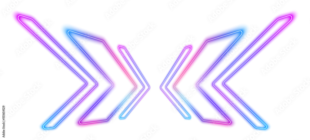 Poster a modern neon arrow design cuts through a white background, emitting a glowing light effect. this ab