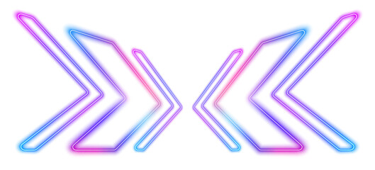 Neon blue pink arrows glow against a white mesh background, creating a sense of fast technological movement. This abstract PNG design represents high-tech energy and speed.