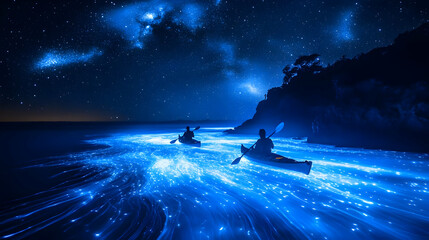 Kayaking under the Milky Way and Bioluminescent Waves