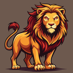 Fototapeta premium A lion illustration, lion cartoon isolated on white background