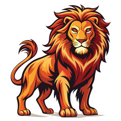 Fototapeta premium A lion illustration, lion cartoon isolated on white background