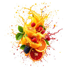 A Colorful Mix of Fresh Fruits and Juices