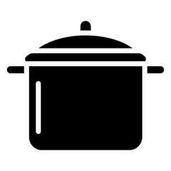 Cooking Pot Glyph Icon, Black And White Glyph Icon Symbol