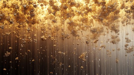 A cascade of golden particles, appearing like a shimmering waterfall
